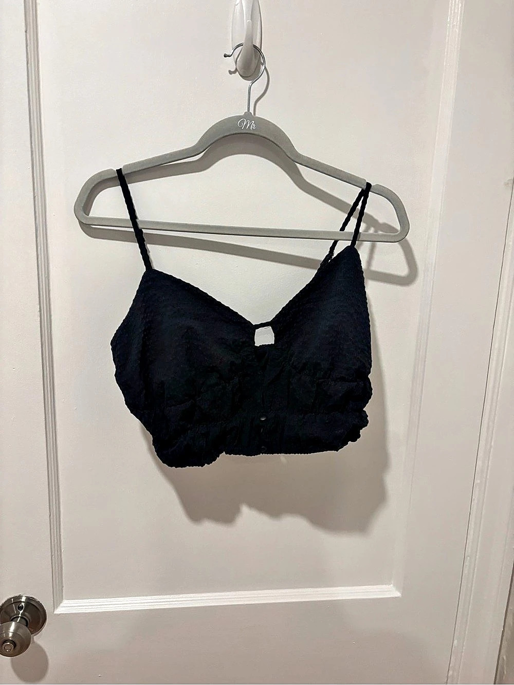 Le Lis Black Ruched Crop Top